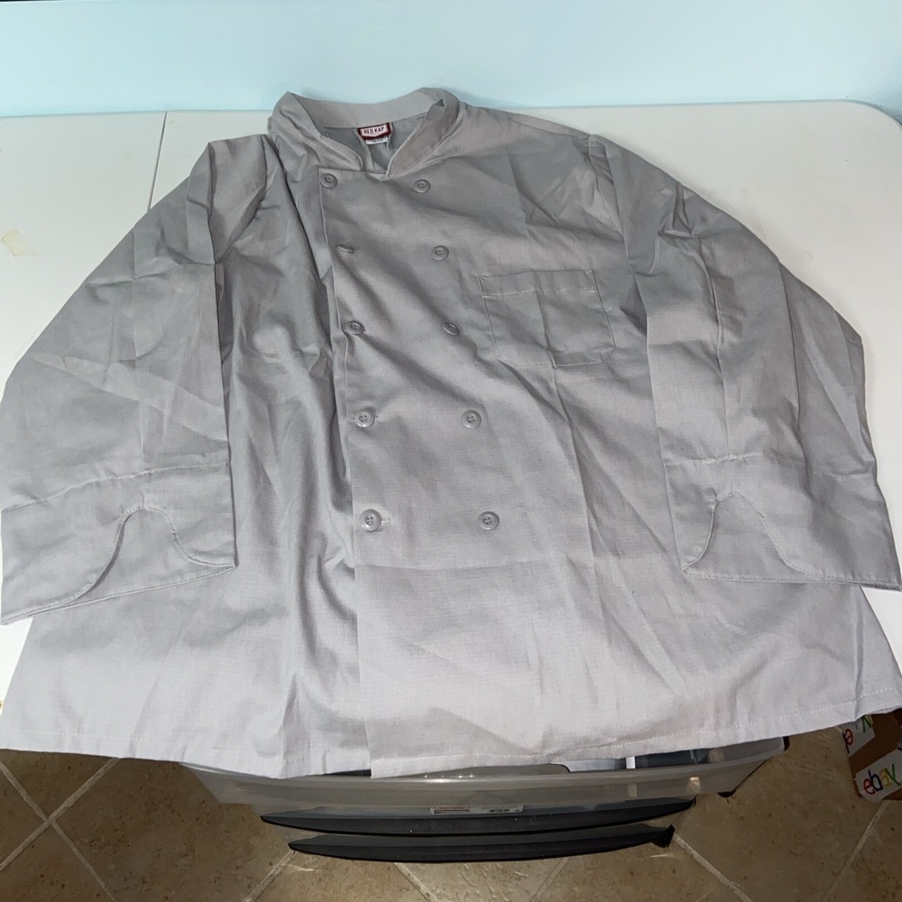 Red Kap Chef Coat 2XL XXL Men's Grey 10 Button